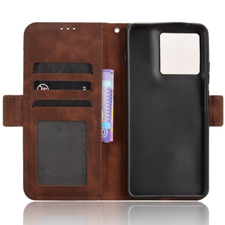 Чохол-книжка з кишеньками Deexe Wallet Stand для Motorola Edge 70 - Brown: фото 4 з 15