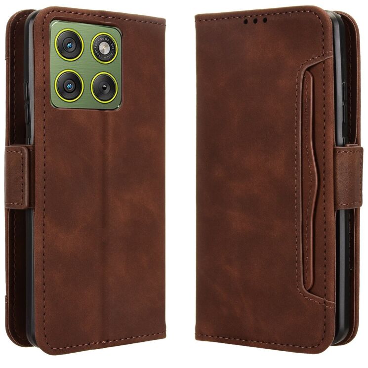 Чохол-книжка з кишеньками Deexe Wallet Stand для Motorola Edge 70 - Brown: фото 1 з 15