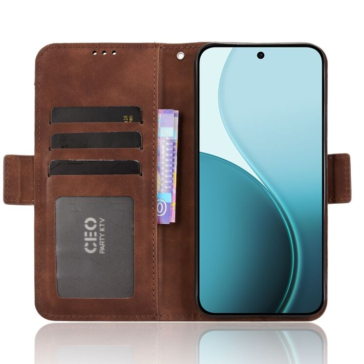 Чохол Deexe Wallet Stand для OPPO Reno 14 F/FS - Brown: фото 4 з 14