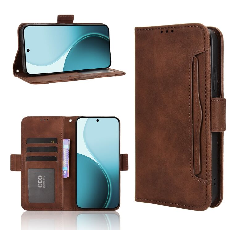 Чохол Deexe Wallet Stand для OPPO Reno 14 F/FS - Brown: фото 7 з 14