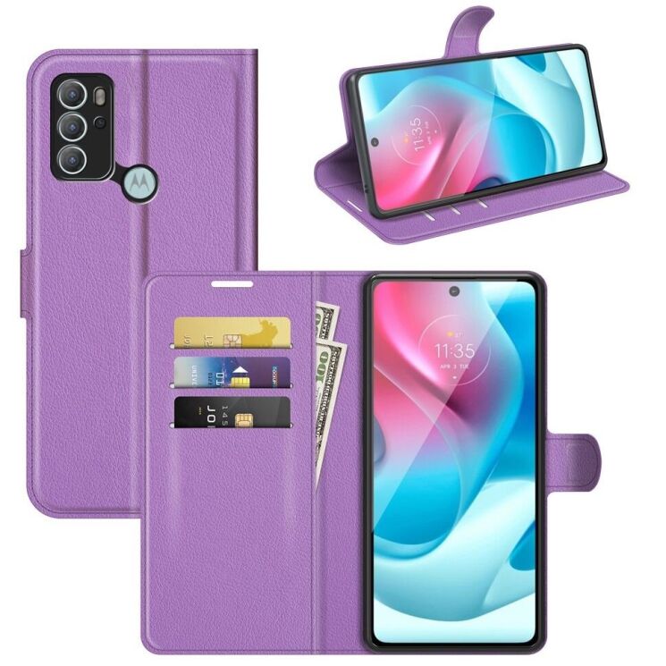 Чехол-книжка Deexe Book Type для Motorola Moto G60s - Purple: фото 1 из 8
