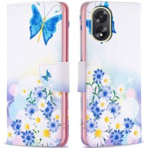 Чохол-книжка Deexe Color Wallet для OPPO A18 / A38 - Butterfly and Flowers: фото 1 з 8
