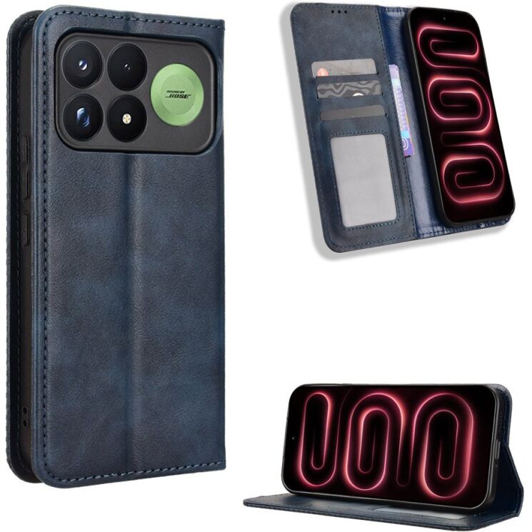 Чехол-книжка Deexe Retro Style для Xiaomi Poco F9 Pro - Blue: фото 2 из 19