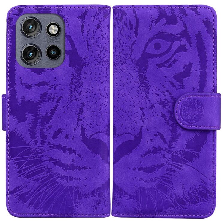 Чехол-книжка Deexe Tiger для Motorola Edge 50 Neo - Purple: фото 1 из 7
