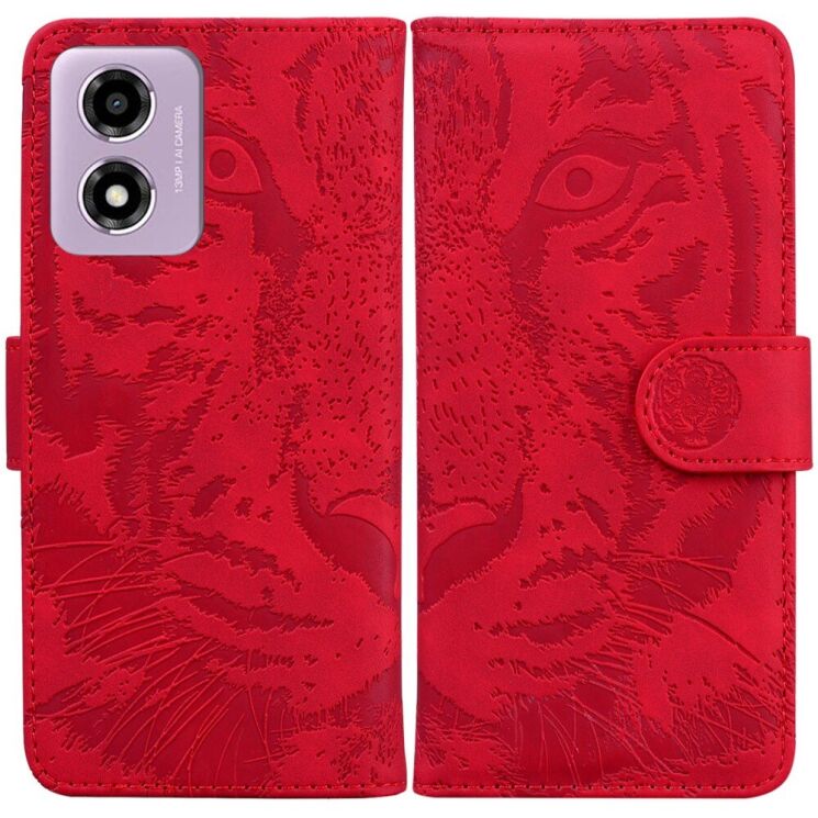 Чохол-книжка Deexe Tiger для Motorola Moto E14 / G04s - Red: фото 1 з 7