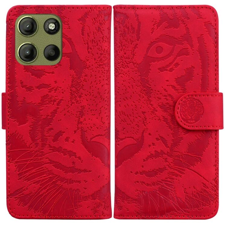 Чехол-книжка Deexe Tiger для Motorola Moto G15 - Red: фото 1 из 7