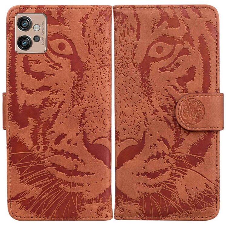 Чехол-книжка Deexe Tiger для Motorola Moto G32 - Brown: фото 1 из 7