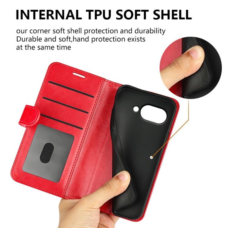 Чехол-книжка Deexe Wallet Style для Google Pixel 9a - Red: фото 7 из 9