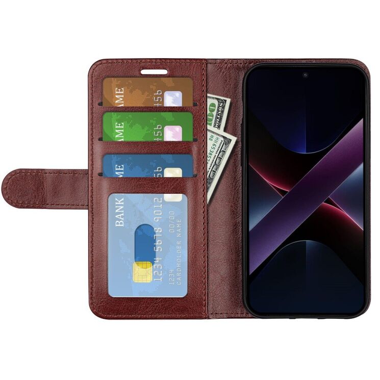 Чохол-книжка Deexe Wallet Style для Xiaomi Poco X7 Pro - Brown: фото 2 з 7