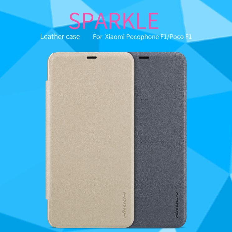 Чехол-книжка NILLKIN Sparkle Series для Xiaomi Pocophone F1 - Gold: фото 5 из 13
