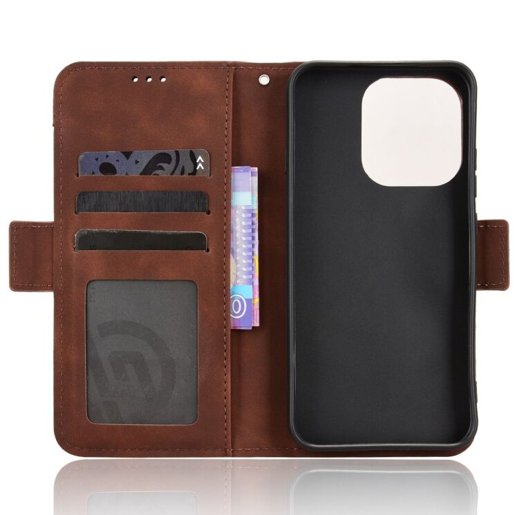 Чехол-книжка с карманами Deexe Wallet Stand для OPPO Reno 16 F/FS - Brown (413401Z) Чехол-книжка с карманами Deexe Wallet Stand для OPPO Reno 16 F/FS - Brown: фото 3 из 15