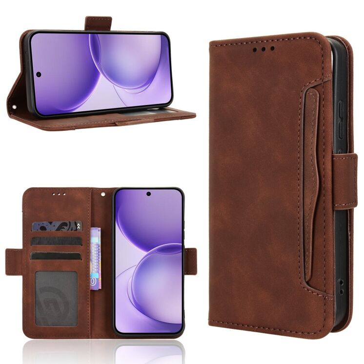 Чехол-книжка с карманами Deexe Wallet Stand для OPPO Reno 16 F/FS - Brown (413401Z) Чехол-книжка с карманами Deexe Wallet Stand для OPPO Reno 16 F/FS - Brown: фото 7 из 15