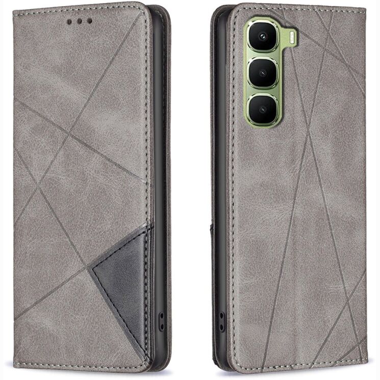Чохол-книжка з кишеньками UniCase Geometric Pattern для Infinix Hot 70 - Grey: фото 1 з 10