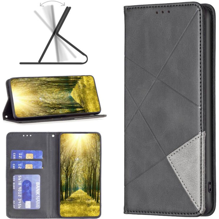 Чохол-книжка з кишеньками UniCase Geometric Pattern для OPPO A6x - Black: фото 4 з 10