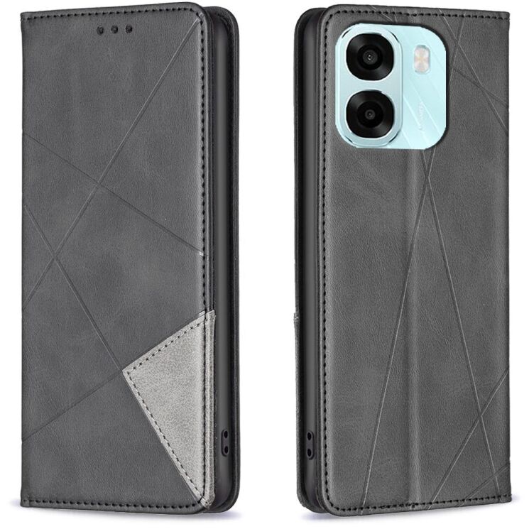 Чохол-книжка з кишеньками UniCase Geometric Pattern для OPPO A6x - Black: фото 1 з 10
