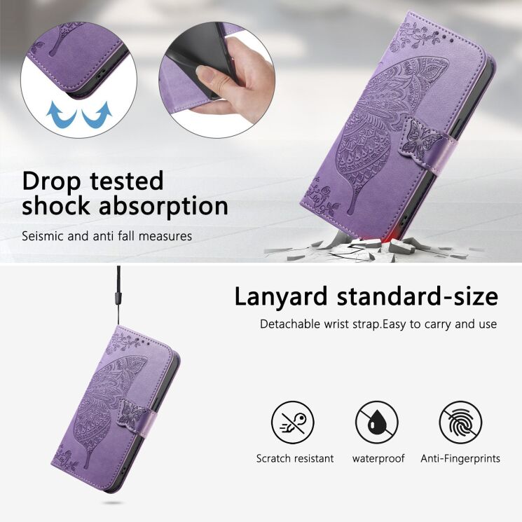 Чохол-книжка з малюнком UniCase Butterfly Pattern для Motorola Moto G86 Power - Pink: фото 8 з 8