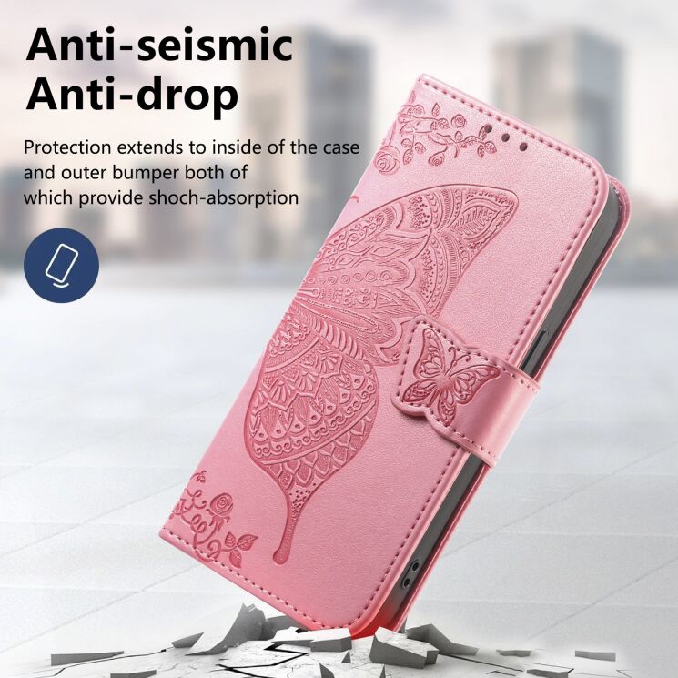 Чохол-книжка з малюнком UniCase Butterfly Pattern для Motorola Moto G86 Power - Pink: фото 6 з 8