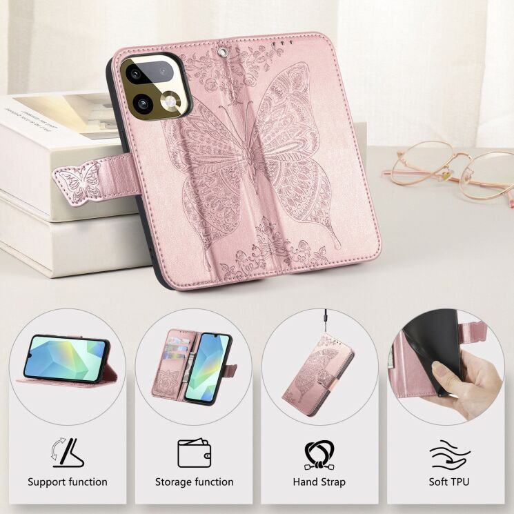 Чехол-книжка с рисунком UniCase Butterfly Pattern для Realme 16 Pro Plus - Light Purple: фото 8 из 9