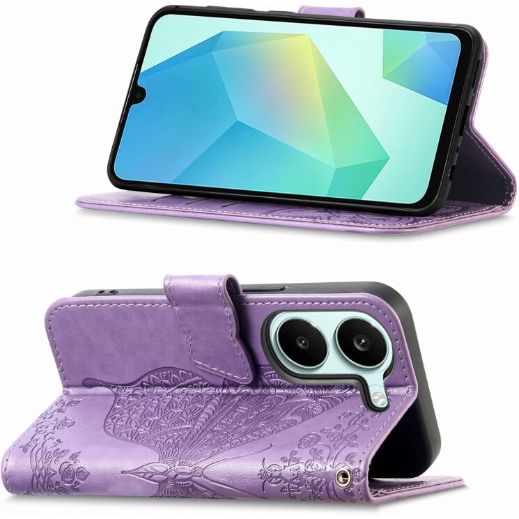 Чехол-книжка с рисунком UniCase Butterfly Pattern для Xiaomi Poco X8 Pro - Light Purple: фото 2 из 10