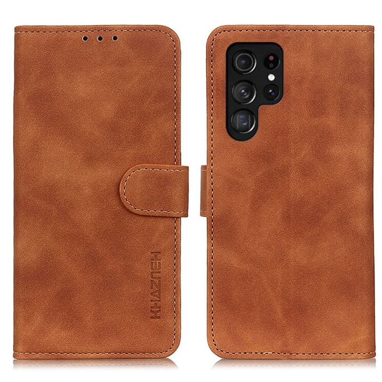 Чехол-книжка с застежкой KHAZNEH Retro Wallet для Samsung Galaxy S26 Ultra (S948) - Brown: фото 1 из 8