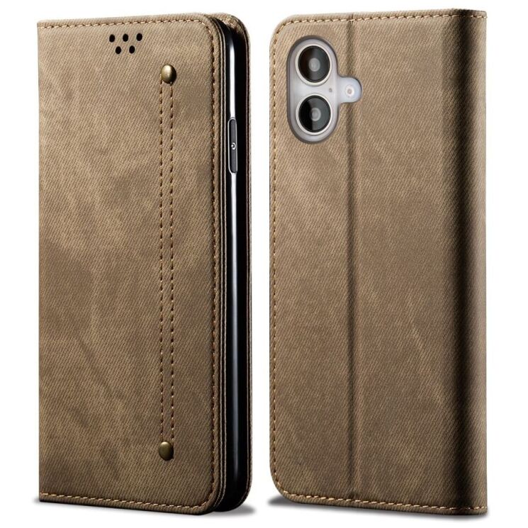 Чехол-книжка UniCase Jeans Wallet для Apple iPhone 16 Plus - Khaki: фото 1 из 6