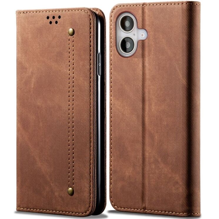 Чехол-книжка UniCase Jeans Wallet для Apple iPhone 16 - Coffee: фото 1 из 7