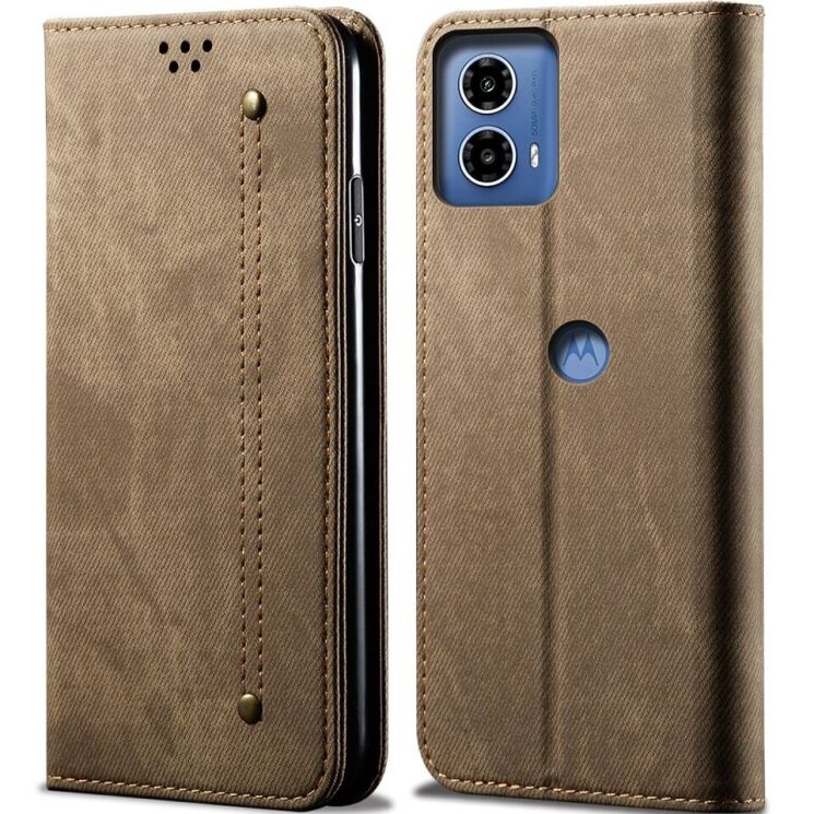 Чохол-книжка UniCase Jeans Wallet для Motorola Moto G24 / G04 / G04s / E14 - Khaki: фото 1 з 6