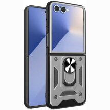Чехол с защитой камеры Deexe Armor Shield для Samsung Galaxy Flip 8 - Silver: фото 1 из 10