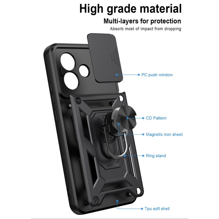 Чохол із захистом камери Deexe Armor Shield для Xiaomi Redmi Note 17 Pro - Black: фото 9 з 9