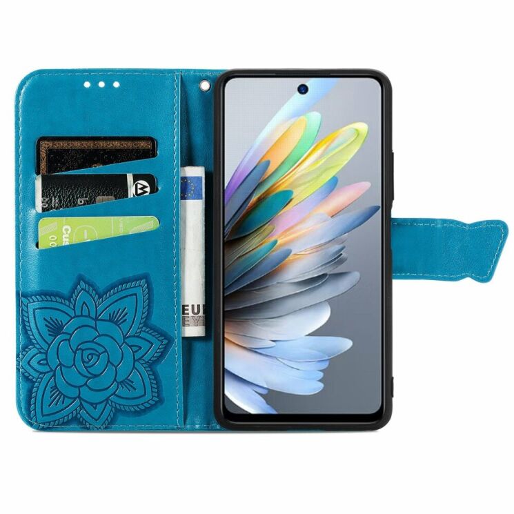 Чехол UniCase Butterfly Pattern для Motorola Moto G35 - Blue: фото 2 из 7
