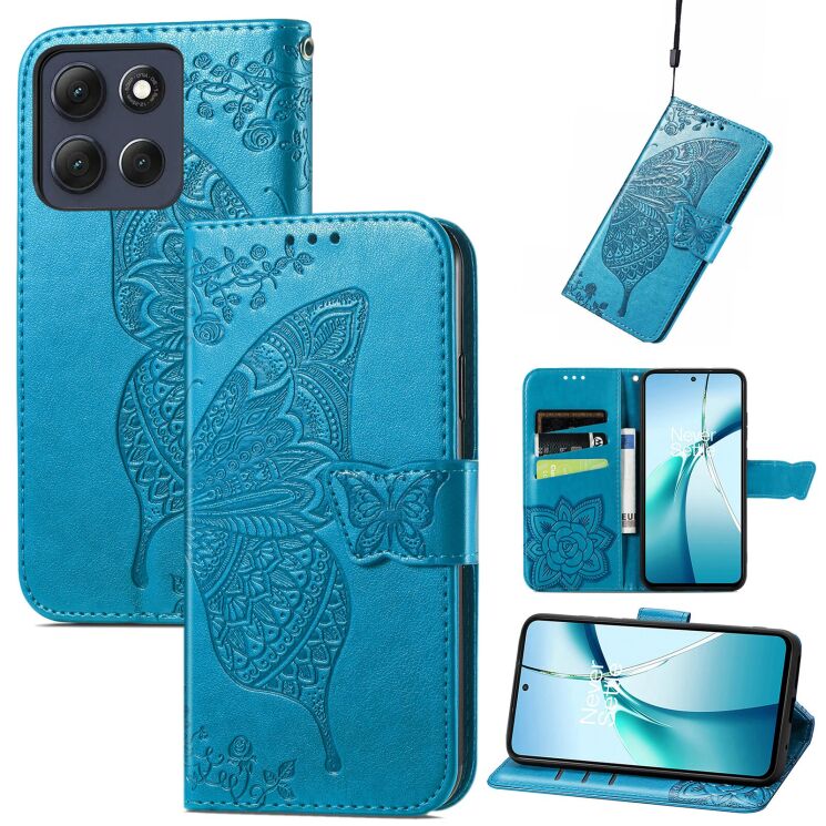 Чохол UniCase Butterfly Pattern для Motorola Moto G86 - Blue: фото 1 з 10