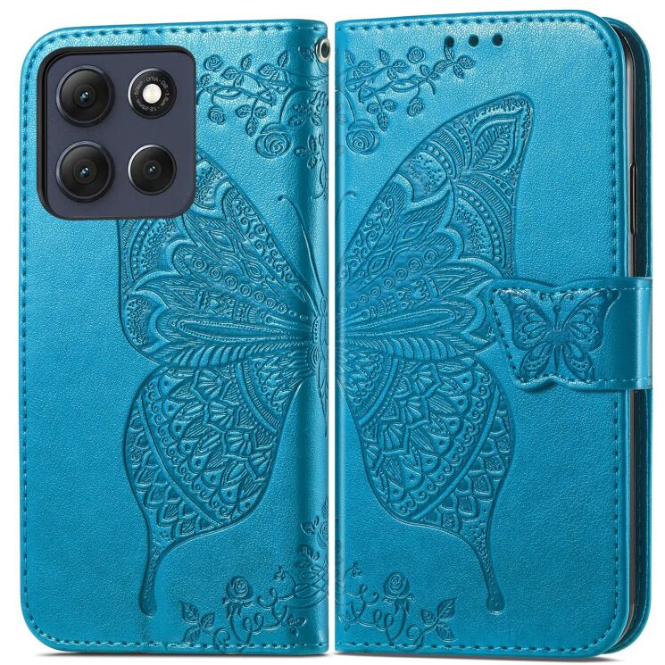 Чохол UniCase Butterfly Pattern для Motorola Moto G86 - Blue: фото 2 з 10