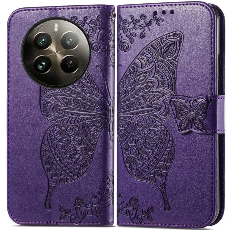 Чехол UniCase Butterfly Pattern для Realme 12 / 12 Plus - Dark Purple: фото 1 из 8