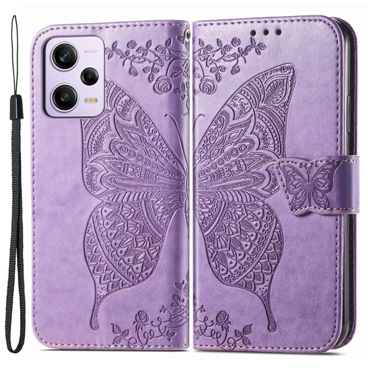 Чехол UniCase Butterfly Pattern для Xiaomi Poco X5 Pro / Redmi Note 12 Pro 5G - Light Purple: фото 1 из 8