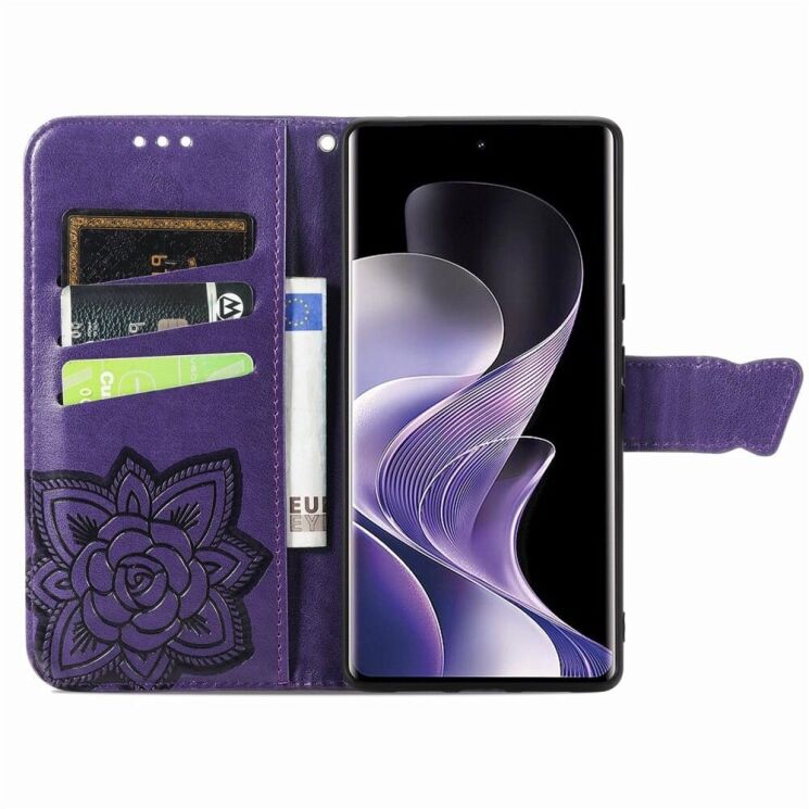 Чехол UniCase Butterfly Pattern для Xiaomi Redmi Note 14 Pro 5G - Dark Purple: фото 2 из 9
