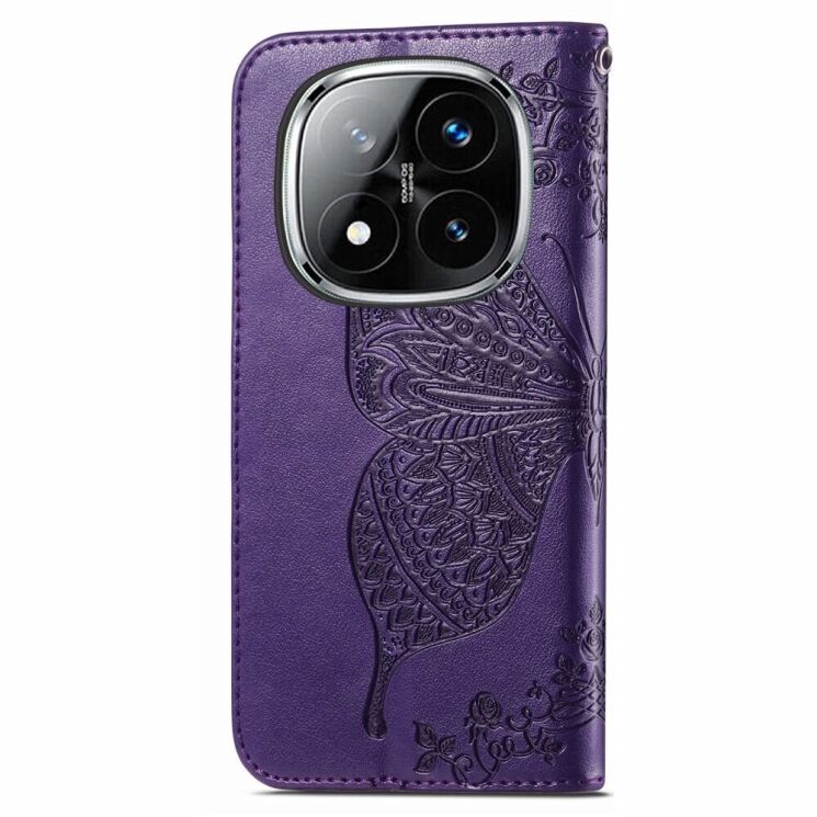 Чехол UniCase Butterfly Pattern для Xiaomi Redmi Note 14 Pro 5G - Dark Purple: фото 5 из 9