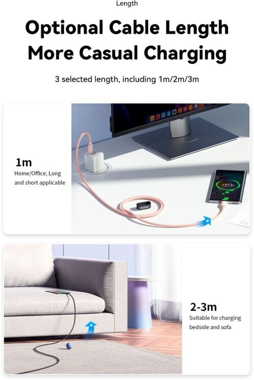 Кабель ESSAGER Breeze USB to Type-C (100W, 2m) EXC7A-WLA01-P - Black: фото 7 из 8