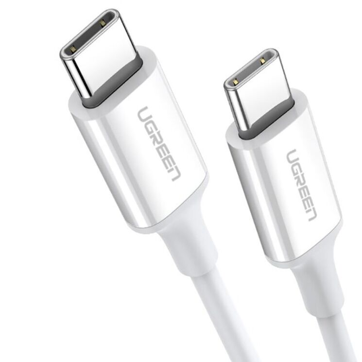 Кабель UGREEN US264 Type-C to Type-C (60W, 3A, 2m) - White: фото 2 з 14