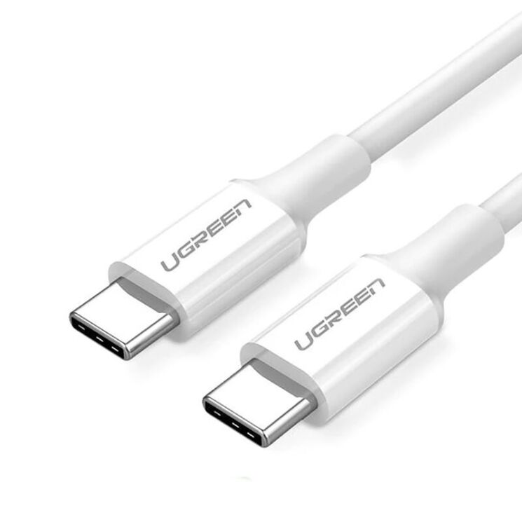 Кабель UGREEN US264 Type-C to Type-C (60W, 3A, 2m) - White: фото 1 з 14