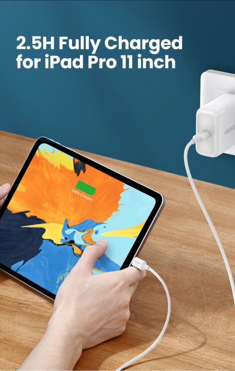 Кабель UGREEN US264 Type-C to Type-C (60W, 3A, 2m) - White: фото 5 з 14