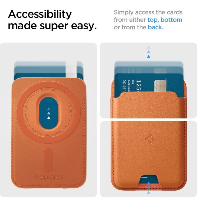 Кардхолдер Spigen Valentinus 3 Cards (MagFit) AFA11339 - Metallic Orange: фото 12 из 14