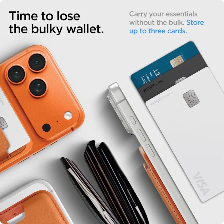 Кардхолдер Spigen Valentinus 3 Cards (MagFit) AFA11339 - Metallic Orange: фото 11 из 14