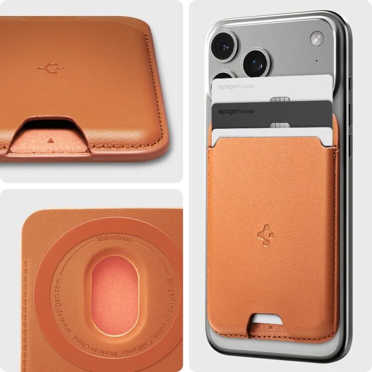 Кардхолдер Spigen Valentinus 3 Cards (MagFit) AFA11339 - Metallic Orange: фото 14 из 14
