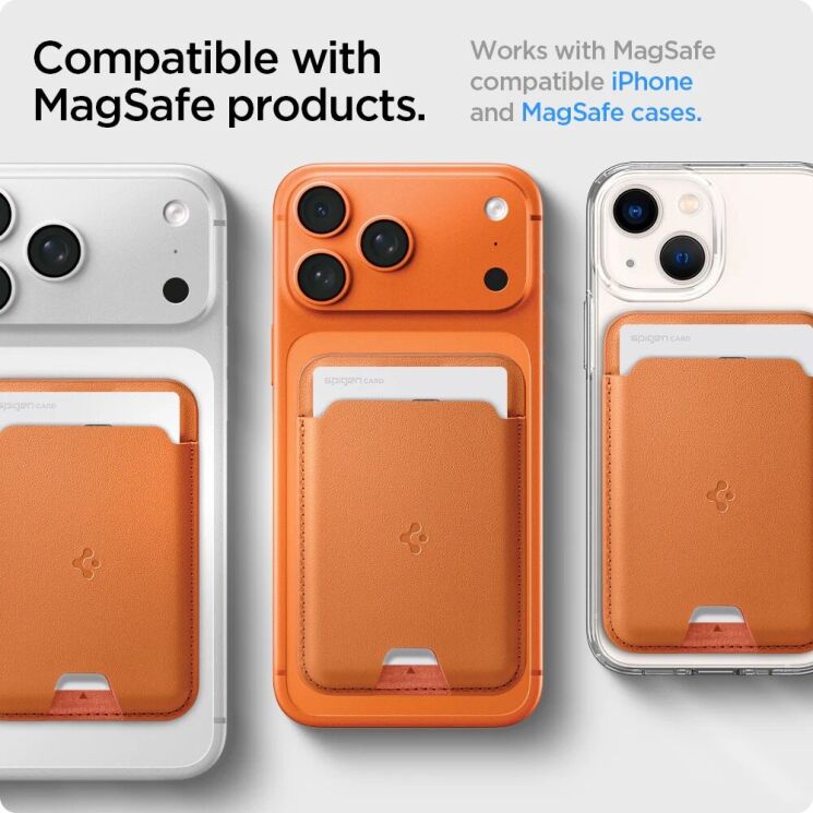 Кардхолдер Spigen Valentinus 3 Cards (MagFit) AFA11339 - Metallic Orange: фото 9 из 14
