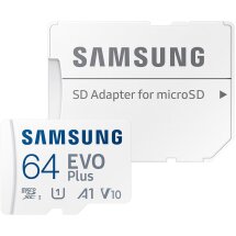 Карта памяти MicroSDXC Samsung EVO Plus 64GB C10 UHS-I R160MB/s + адаптер (MB-MC64SA/EU) - White: фото 1 из 14