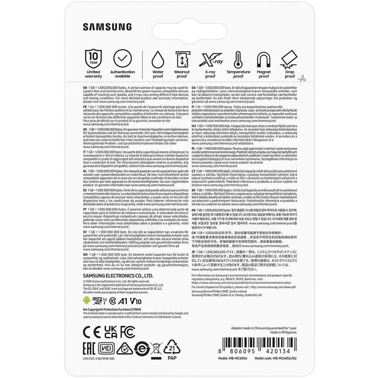 Карта памяти MicroSDXC Samsung EVO Plus 64GB C10 UHS-I R160MB/s + адаптер (MB-MC64SA/EU) - White: фото 9 из 14