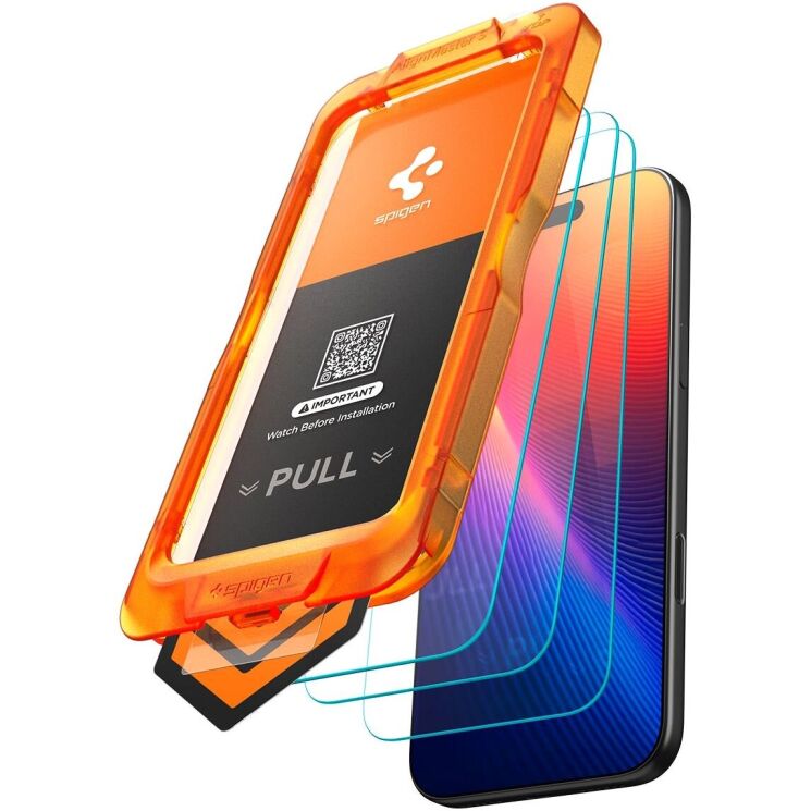 Комплект захисних стекол (3шт) Spigen Glas.tR AlignMaster S для iPhone 17 (AGL10484): фото 2 з 17