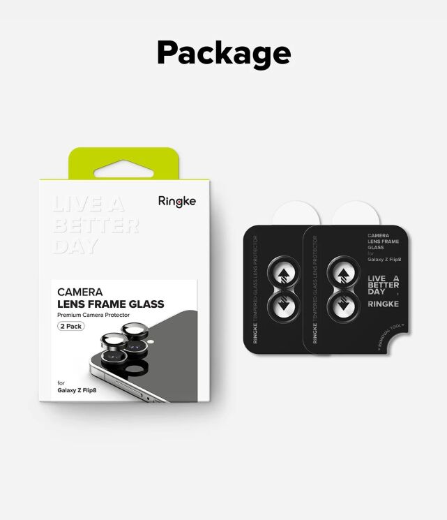 Комплект захисних стекол на камеру Ringke Camera Frame для Samsung Galaxy Flip 8 (8800380460621) - Black: фото 17 з 20
