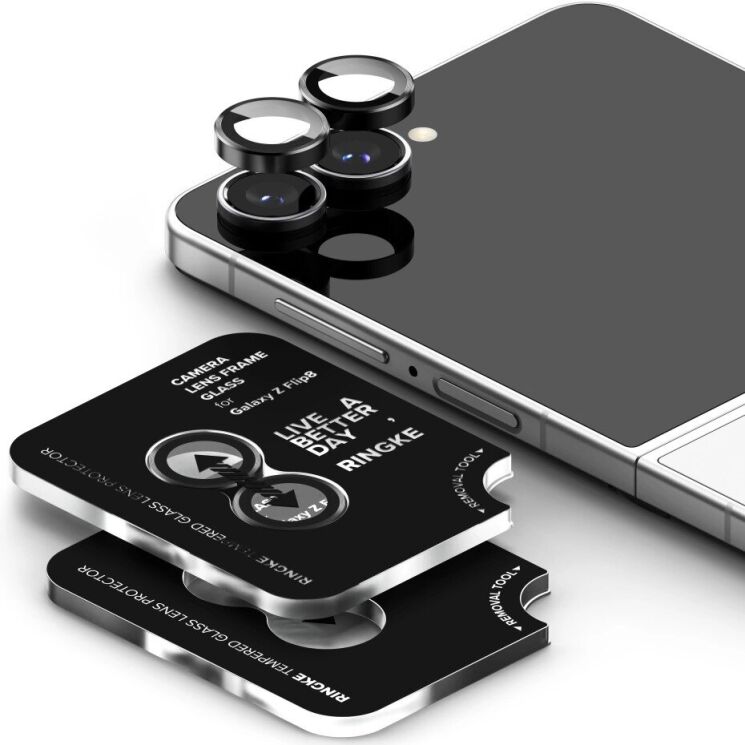Комплект захисних стекол на камеру Ringke Camera Frame для Samsung Galaxy Flip 8 (8800380460621) - Black: фото 3 з 20