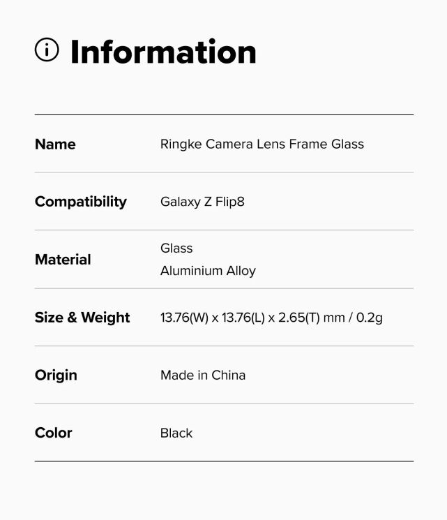 Комплект захисних стекол на камеру Ringke Camera Frame для Samsung Galaxy Flip 8 (8800380460621) - Black: фото 20 з 20